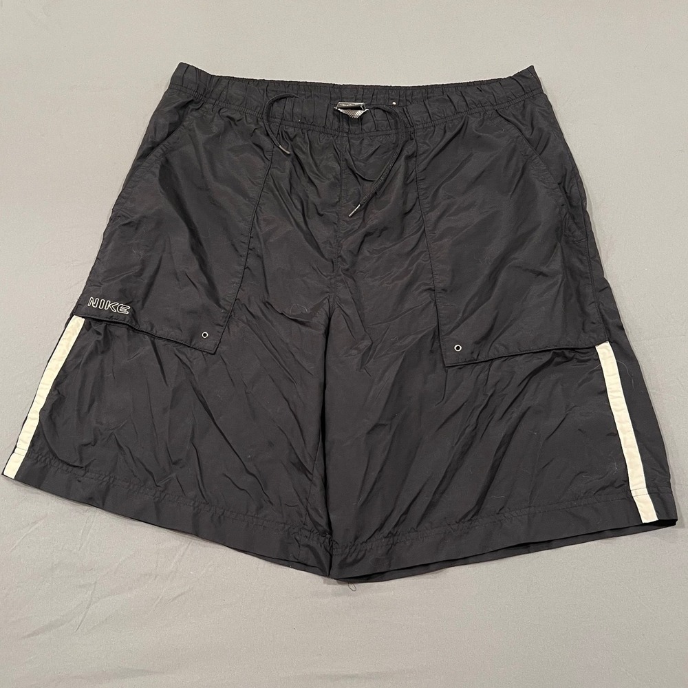 Nike Vintage Y2K Black Nylon Cargo Shorts Baggy Gorpcore Mens XL